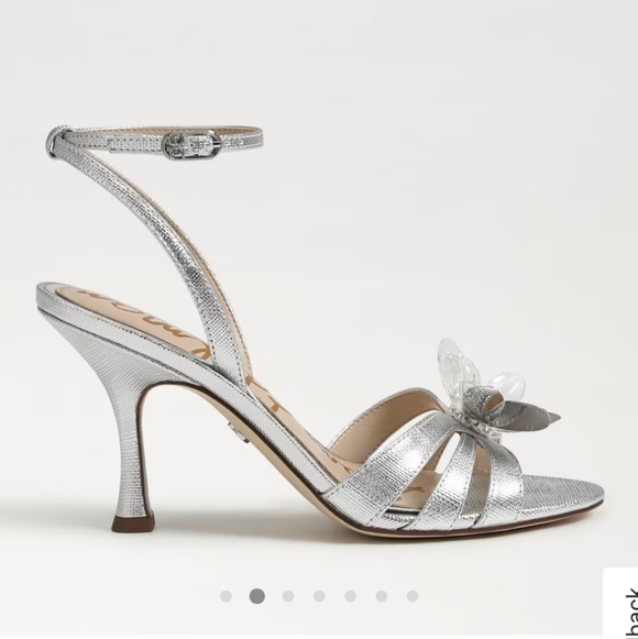 Sam Edelman Silver Heels with Floral Detail - Picture 2 of 6